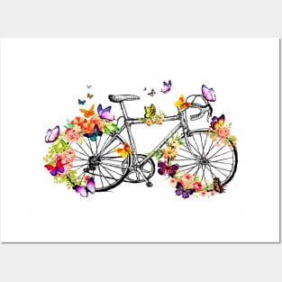 Butterfly flower racing bicycle T-Shirt Posters and Art